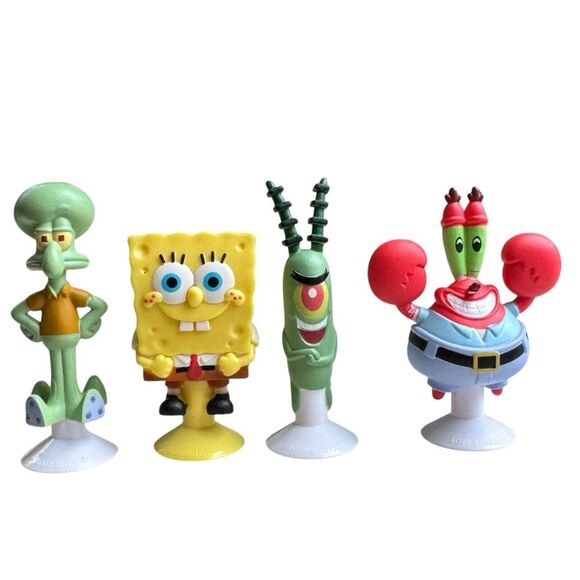 SpongeBob SquarePants Viacom Set of 4 Mini Suction Figurines.